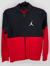 Air Jordan Youth Full Zip Colorblock Jacket Black  Red Size Large