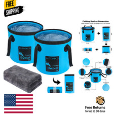 2 Pack Collapsible Bucket 5 Gallon Container Folding Water Bucket Portable Wash