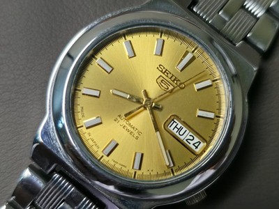 Seiko 5 Automatic 7S26-02P0 Gold Dial 35mm Men's Watch