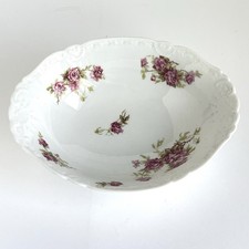 Vintage Limoges Coronet France Serving Bowl Pink Roses 9.5x7 Inch Cottagecore