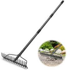 Garden Rake, 5FT Bow Rake Heavy Duty Leveling Rake with Adjustable Handle, 17...