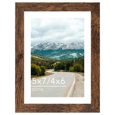 5x7 Picture Frame with 4x6 Mat Deep Brown Display 4x6 with Mat or 5x7 Without...