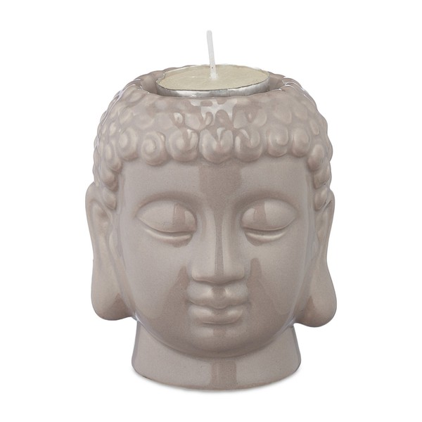2 X Buddha Teelichthalter, Buddha Figur Deko-Buddha Teelichterhalter Buddha Kopf-image