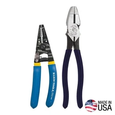 Klein Tools D2139NE11055 Pliers Set 2-Piece Lineman Side Cut & Wire Stripper USA