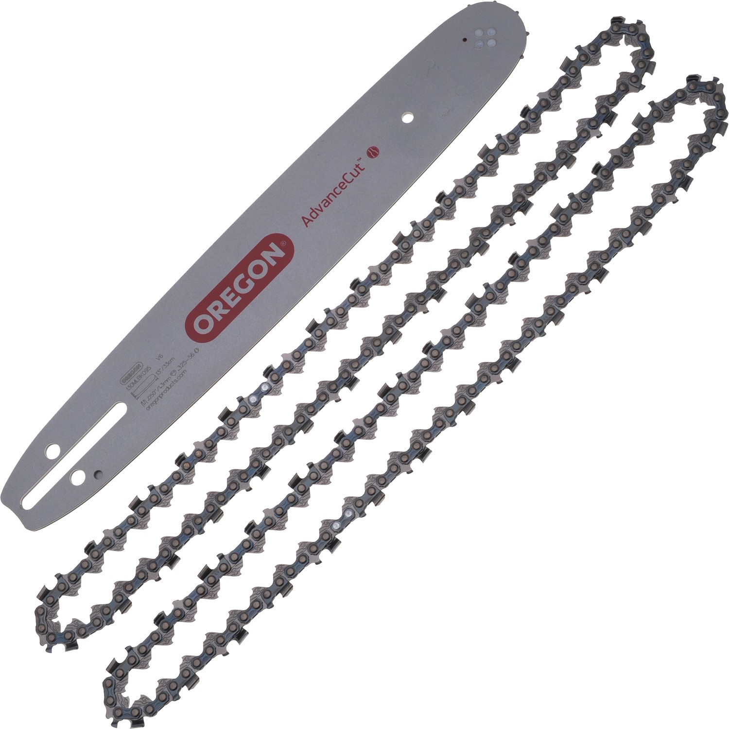Guide Oregon 33cm 130MLBK095 avec 2 chaînes 95TXL056 pour tronçonneuse