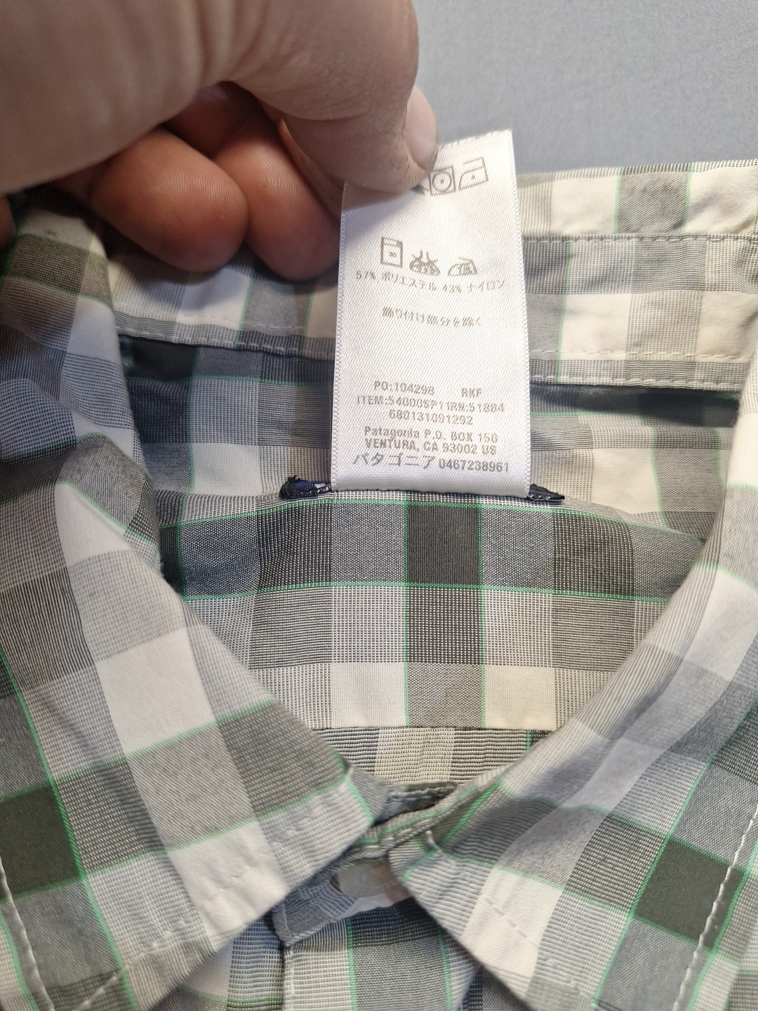 Patagonia El Ray Mens Medium Green Gingham Check Workwear Outdoor Hiking Camping thumbnail 6