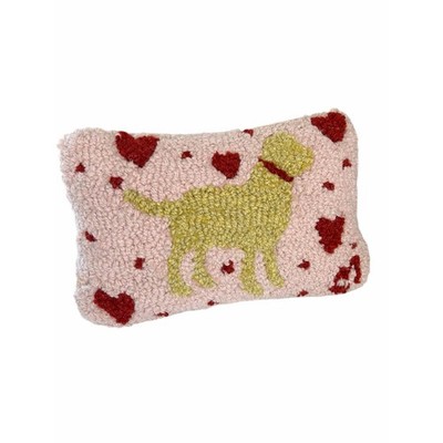Chandler 4 Corners Yellow Dog Hooked Wool Rectangle Pillow Laura Megroz 12  X 8 