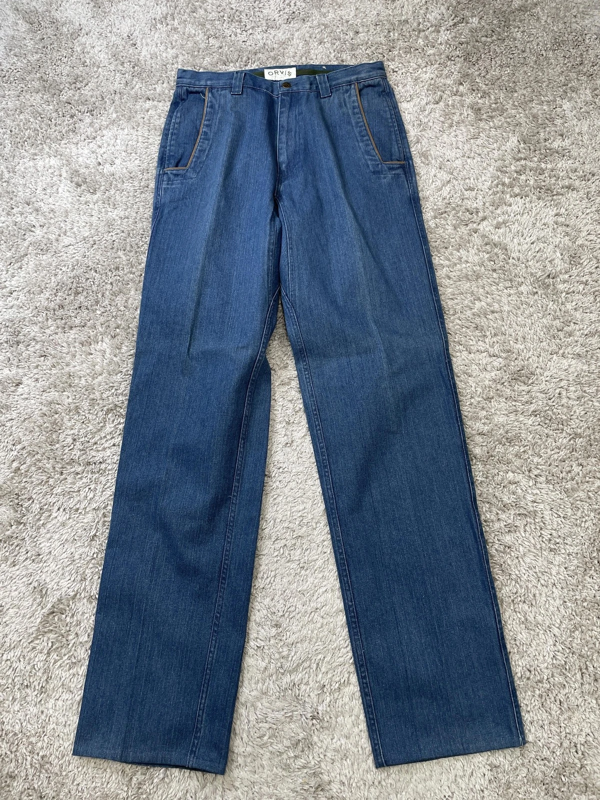 Orvis Pants Mens 32 Blue Denim Chino Zip Fly Welt Pockets Death Valley Dn - product detail image 1