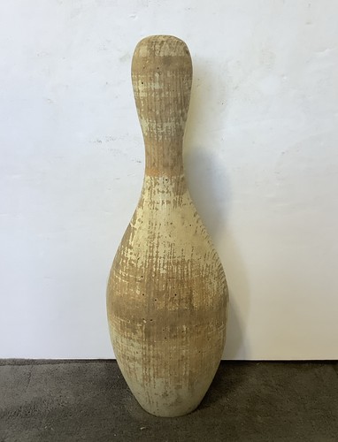 Vintage Orange Striped Bowling Pin 12in 12 Regulation Size Coated Wood Decor
