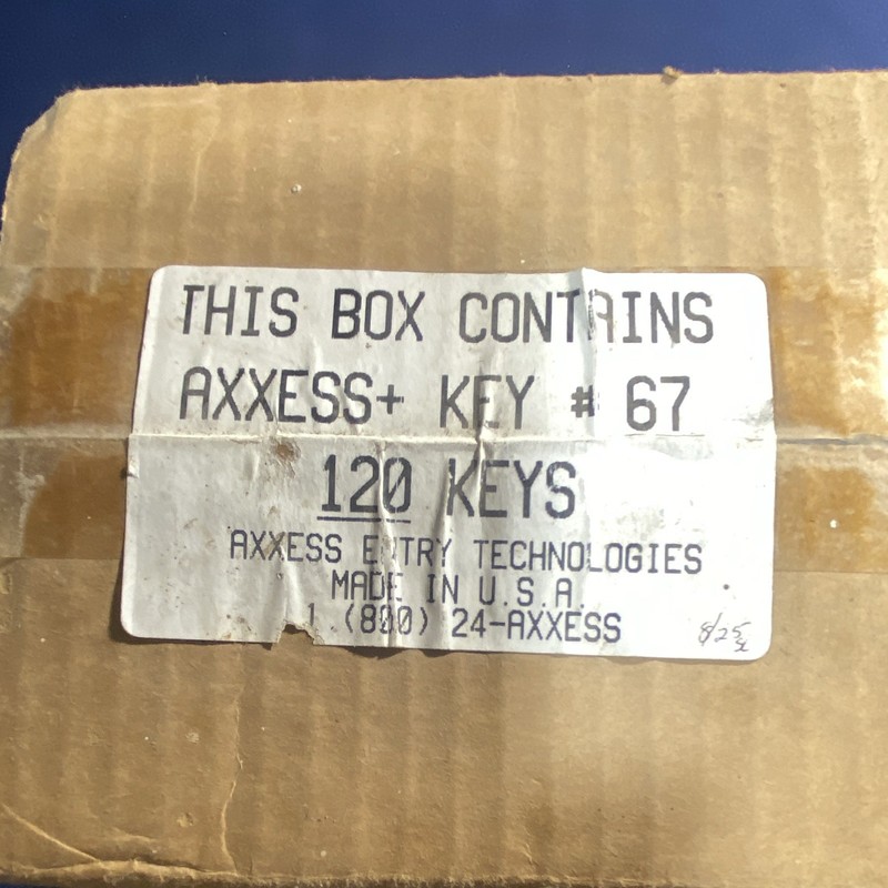 Axxess Axxess+ Key #67 Blank, Box of 120, 6-Pin Metal, Res/Com