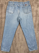 VTG 80s Rustler Jeans Mens 33x30 (Fit 32x29.5) Blue USA Made Distressed Cowboy