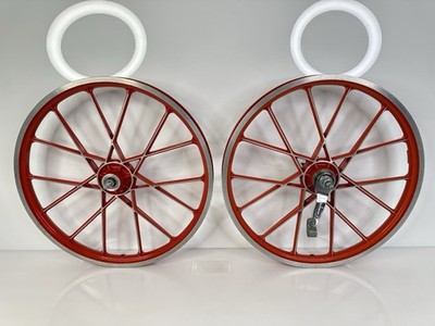 OLD BMXにLester ホイールレッド Vintage 1970's Lester Style 5 BMX Racing Wheels Set 20” 16t Red