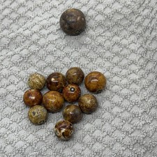 Vintage Bennington Clay Marbles Lot Brown Salt Glazed Stoneware Collectible