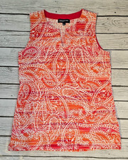Jones New York Womens Large Sleeveless Blouse Tank Top Multi Color Paisley