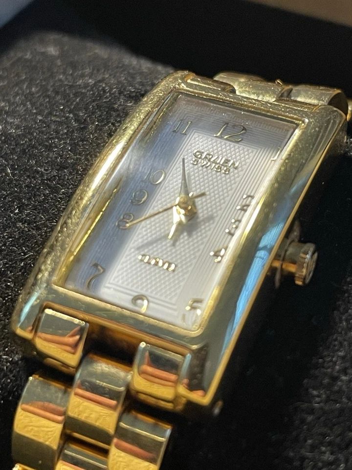 Movimiento de cuarzo vintage para mujer Gruen Swiss Curvex 5 joyas GSL116 Foto 4 de 4