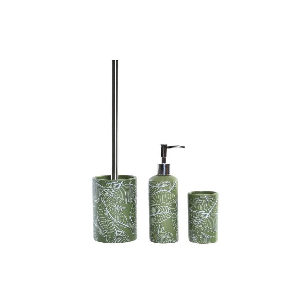 Set da Bagno DKD Home Decor Verde Argentato polipropilene Dolomite Tropicale  - Immagine 3 di 4