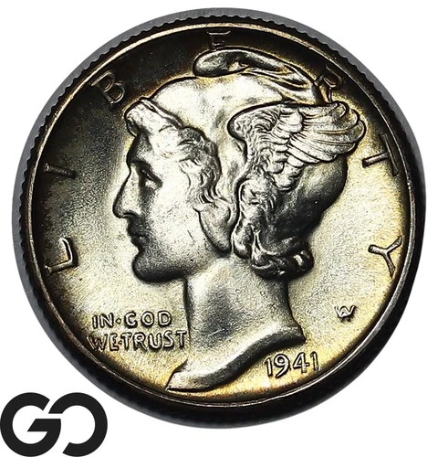 1941-D Mercury Dime, Full Split Bands, Superb Gem BU++ FSB