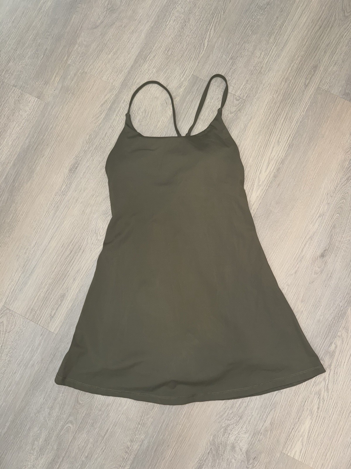 Women's Olive Athletic Dress with Built-in Shorts, One Size, Short Length