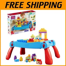 MEGA BLOKS Toddler Blocks Toy, Blue Activity Table
