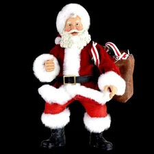 KURT S ADLER FRABRICHE shelf-sitting SANTA CLAUS with TOY SACK