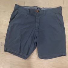 johnnie-O Men s Gray Pima Cotton Chino Shorts Button Pockets Flat Front Casual