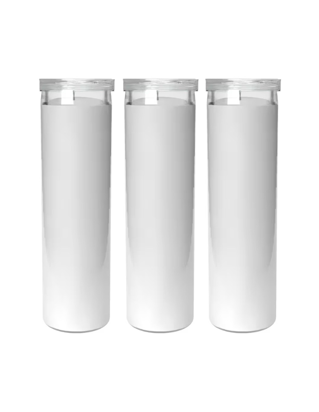 Bulk Candles - Unscented 2.5"x 8" Tall Prayer Container Candle - White, 3PCS