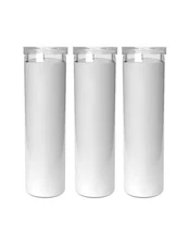 Bulk Candles - Unscented 2.5"x 8" Tall Prayer Container Candle - White, 3PCS