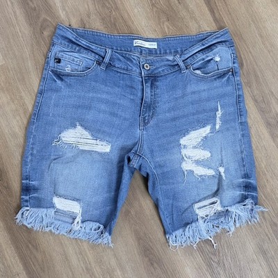 Kancan For Maurices Denim Burmuda Jean Shorts Size 16 Distressed Cut Off