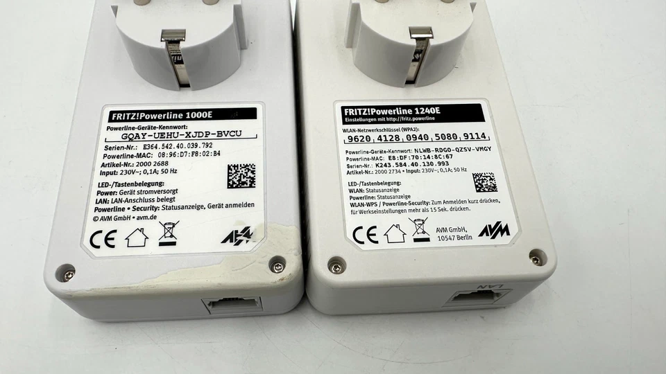 AVM FRITZ! Powerline Set - 1000E + 1240E - LAN/WLAN - gebraucht - Bild 3 von 4