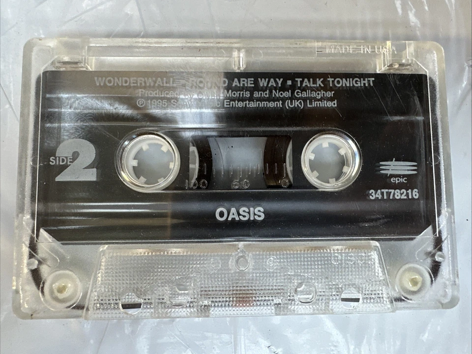 Oasis Wonderwall Cassette Tape Single 1995 Sony UK Epic Tested Tape Only Foto 2 de 2