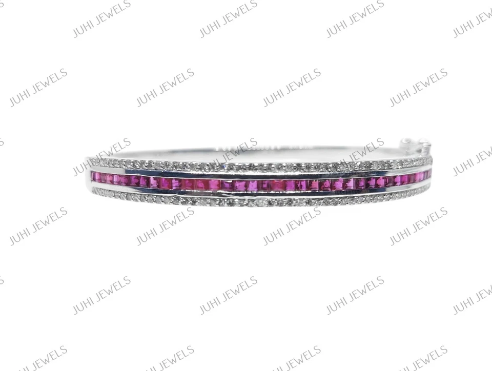 Natural Ruby Bangle Bracelet 925 Silver Ruby Bangle Pink Ruby Bridal Bangles - Image 4 of 4