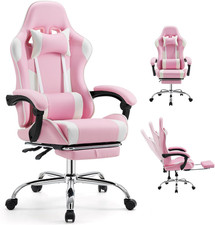 Ergonomic Gaming Office Desk Chair with Footrest and Headrest for Adults, PU Lea