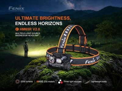 Fenix HM65R V2.0 MULTIPLE-LIGHT-SOURCE MAGNESIUM HEADLAMP 2200 Lumens