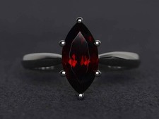 Solitaire ring red garnet ring marquise cut engagement ring red gemstone ring