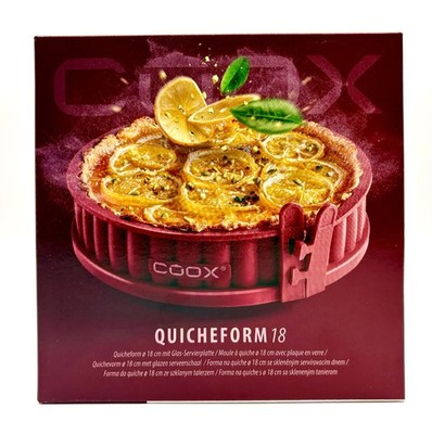 COOX Quicheform Ø 18 cm mit Glas-Servierplatte Silikon Spülmaschinengeeignet