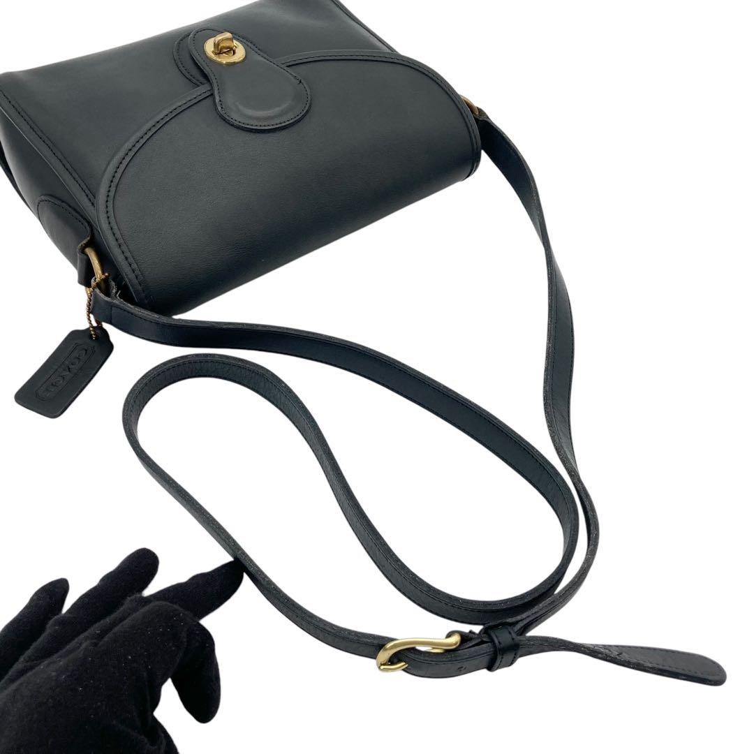 728 vintage old coach shoulder bag navy Gift Present 0528a