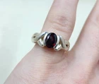 925 Sterling Silver Vintage Garnet Ring Size 6.5