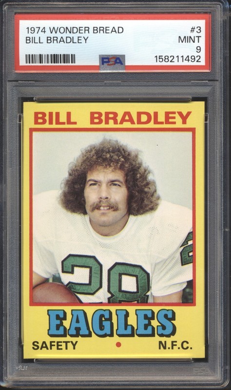 1974 Topps Wonder Bread Football Bill Bradley #3 PSA 9 EAGLES MINT