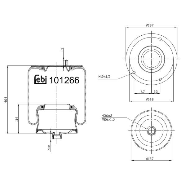 Für FEBI FE101266 Bellow, air suspension FE101266 Air suspension bellows rear (