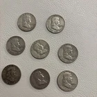 8 Franklin Half Dollars 1960- 1963 90% Silver