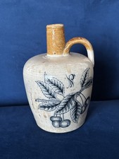 Antique Port Dundas Glasgow Stoneware Flagon With Cherry Leaves & Cherries Under