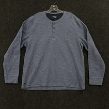UNTUCKit Henley Shirt Mens XXL Blue Urey Pullover Long Sleeve Cotton Blend