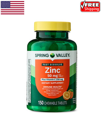 Spring Valley Fast Dissolve Zinc with Vitamin C Chewable Tablets for Immune 150