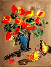 Nice flowers   SIGNED  Original Oil Painting on canvas IMPRESSIONIST I2C3F2