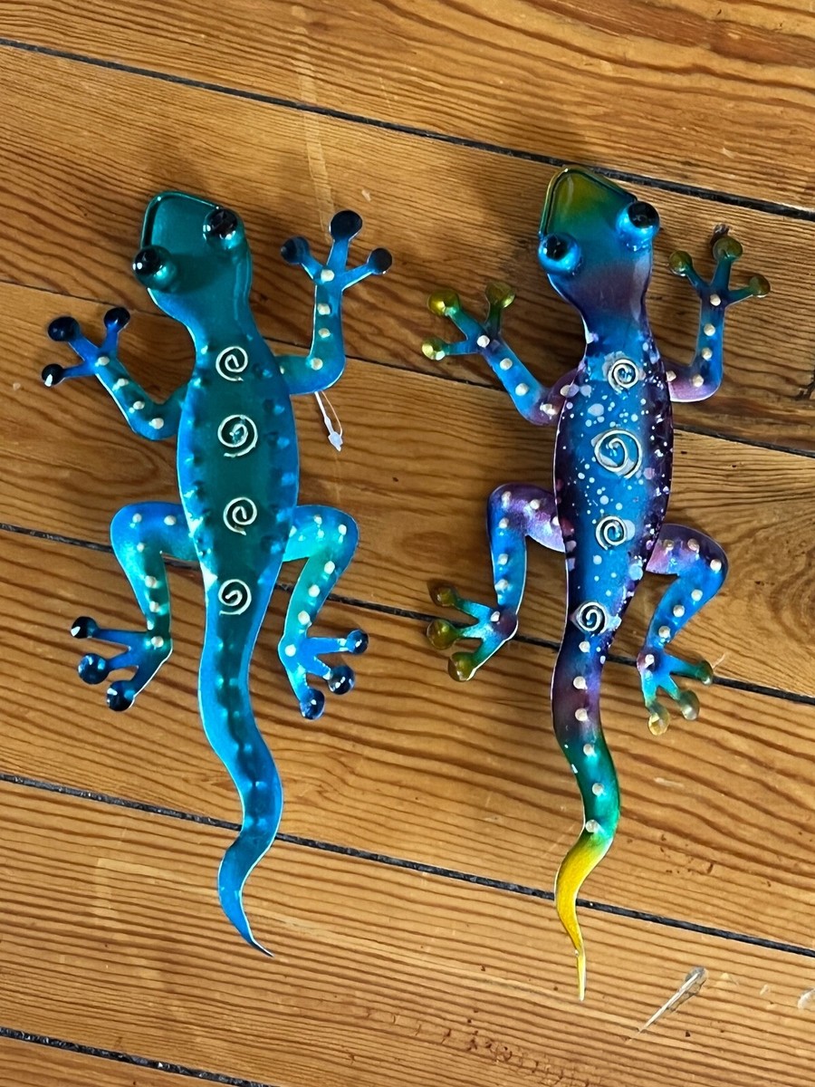 Lot of Green & Blue & Purple Spotted Enamel Metal Salamander