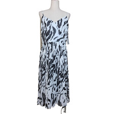 NWT Nine West Womens Long Dress White Black Animal Print Size XL A565