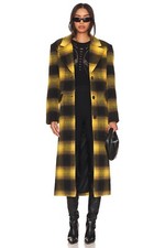 Apparis Women's Alma Plaid Coat In Noir & Yellow Size Small