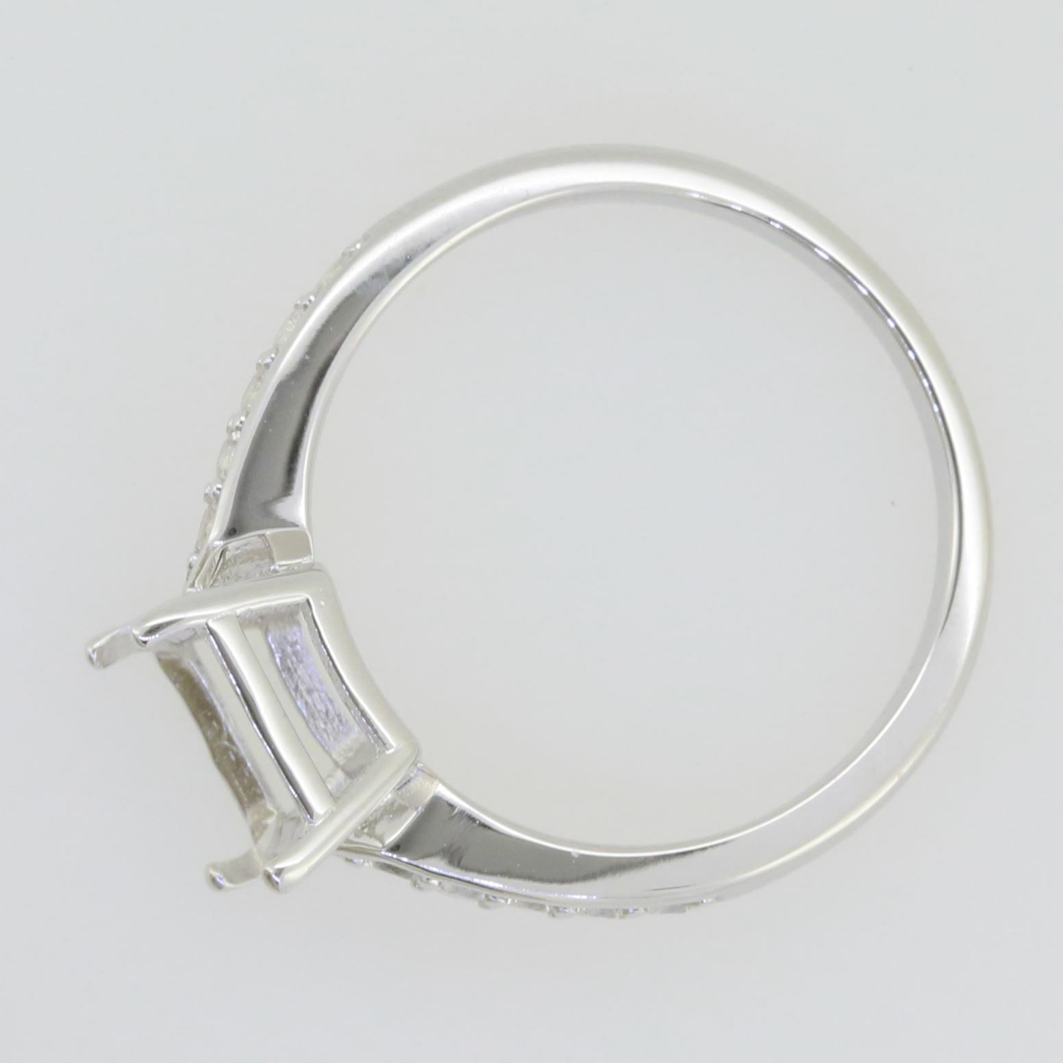 14K White Gold Semi Mount Ring Setting Emerald OCT 10X8mm W/ Moissanite