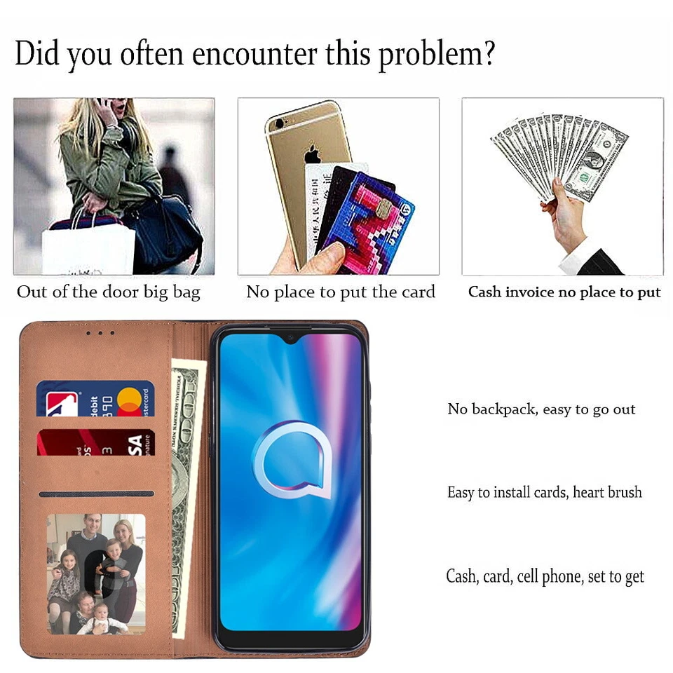 PU Leather Stand Wallet Case Cover - For Alcatel 1S 2020/Alcatel 1V 2020/3L 2020 - Image 4 of 4