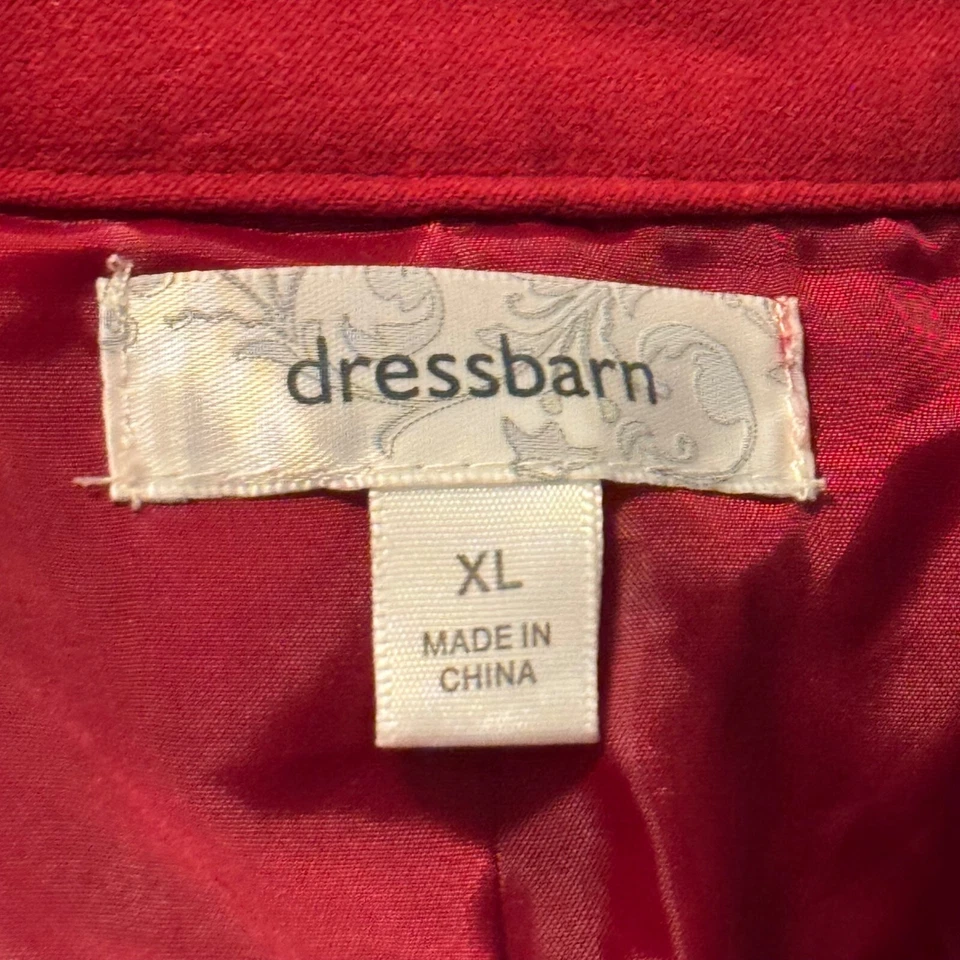 Chaqueta Blazer Roja Dressbarn Para Mujer Borde con Volantes Frente Abierto XL Poliéster Foto 3 de 4